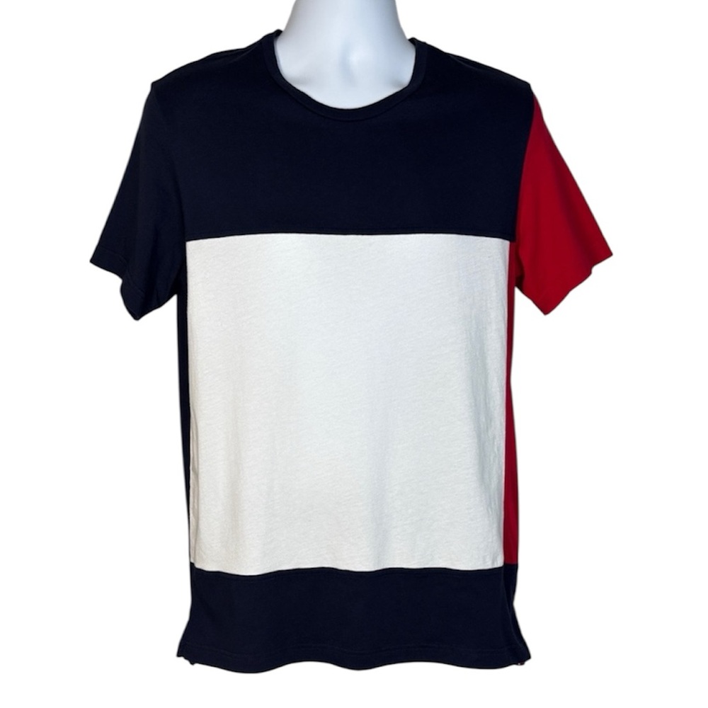 Tommy Hilfiger Men's Color Block Cotton Tee Navy, White, and Red